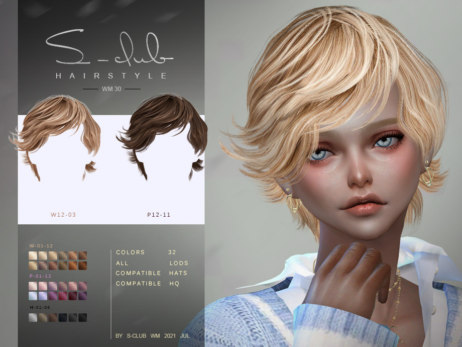 The Sims Resource - Short curls hair for men/women (LEON) by S-Club