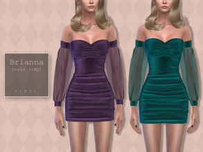 Sims 4 — Brianna Dress. by Pipco — A velvet mini dress in 10 colors. Base Game Compatible New Mesh All Lods HQ Compatible