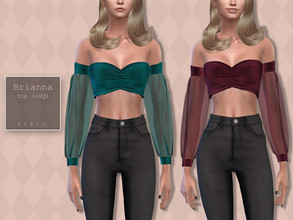 Sims 4 — Brianna Top. by Pipco — A velvet crop top in 10 colors. Base Game Compatible New Mesh All Lods HQ Compatible