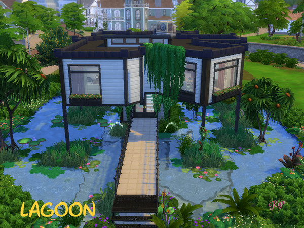 Sims 4 — Lagoon by ruja2 — My Sim had a really crazy dream of living on top of a pond so he made one. The house is small