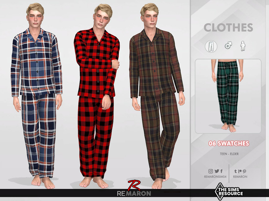 The Sims Resource Pajamas Pants 01 for Male Sim