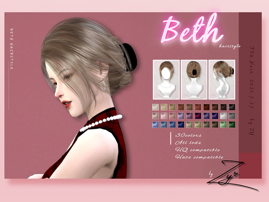 The Sims Resource - Beth hairstyle_Zy