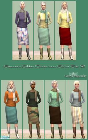 Sims 2 — Seasons Elder Outerwear Skirt - Set 2 by GrayDragonfly — Second part of a two part set. This set includes 7