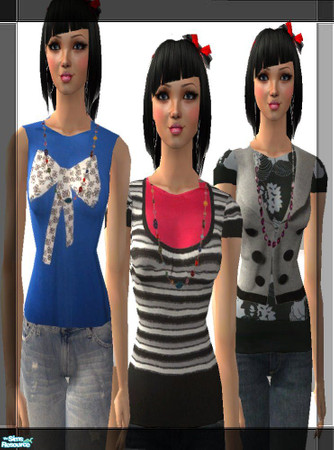 Sims 2 — Adult set by pretty_baby — random. no mesh needed. 3 entirely different outfits complete with a cute necklace:)