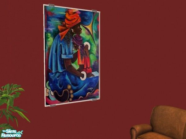 Sims 2 — African Art - #04 by queenie28 — Beautiful African art paintings. These are recolors of the Pineapple,