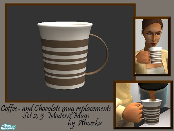 Sims 2 — Modern Striped Mug - Brown by AnoeskaB — Get rid of the old blocky coffeemugs and give your sims a brand new