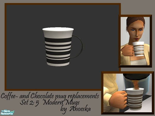 Sims 2 — Modern Striped Mug - Black by AnoeskaB — Get rid of the old blocky coffeemugs and give your sims a brand new