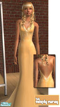 Sims 2 — Apricot Satin Gown by SIMplyCurvy — Lovely fitted apricot gown with train. Mesh by Crechebaby @ SimChic and is