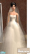 Sims 2 — Platinum Lace Wedding Gown by SIMplyCurvy — Gorgeous, full platinum lace full wedding gown with a ribbon waist.