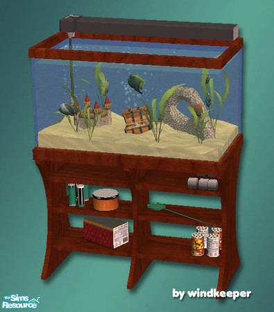 Sims 2 — Aquabox - red wood by Windkeeper — Recolor of Maxis aquabox aquarium. Will also work for No Care Aquarium from