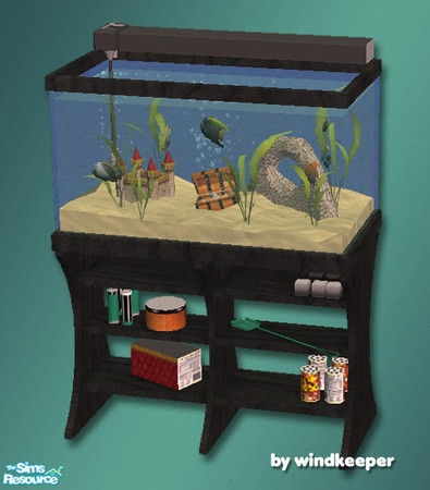Sims 2 — Aquabox - black wood by Windkeeper — Recolor of Maxis aquabox aquarium. Will also work for No Care Aquarium from