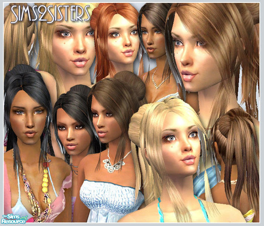 Sims 2 — S2S 'Stella' hair Set by sims2sisters — Available for teen, young adult, adult and elder. Enjoy!