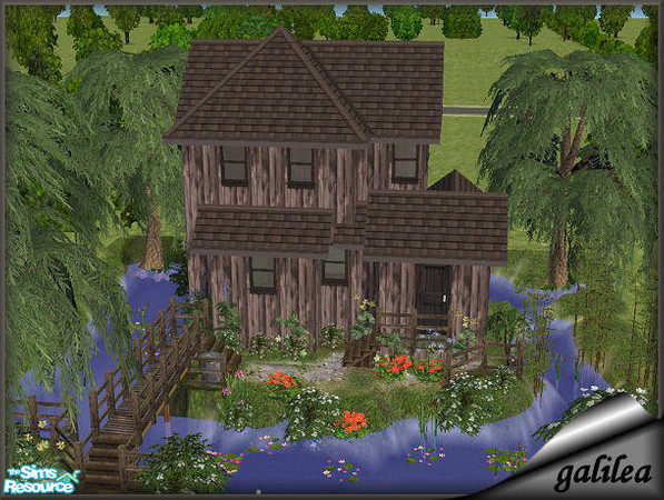 Sims 2 — Coulee Swamp: Tia Dalma's Place by galilea — Unfurnished with a plain, mossy green, wood interior. Small home,