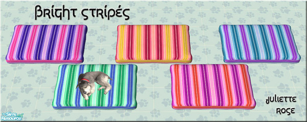 Sims 2 — Bright Stripes Pet Beds by JulietteRose — Set of five