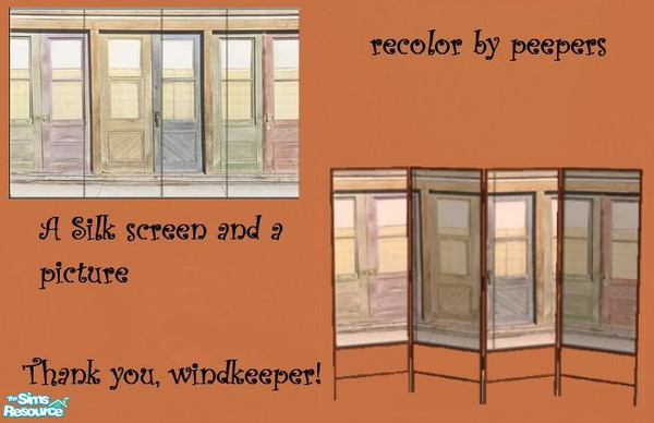 Sims 2 — leslie_door to nowhere  - #249493 Recolo by peepers42 — 4 differently designed screens.. recolored from