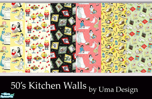 Sims 2 — 1950's Kitchen walls by Uma Design — Those were the days!