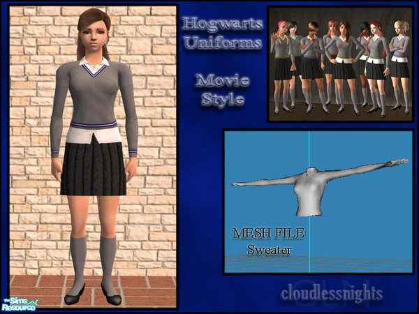 Sims 2 — Hogwarts Uniforms - sweaters - New Mesh by cloudlessnights — Hogwarts uniforms for adult and young adult
