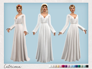 Sims 4 — Bohemian Wedding - Catriona Dress by Sifix2 — A belted wedding dress with a wrap top and long, flowing sleeves.
