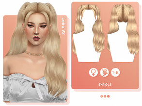 Sims 4 — Leira Hairstyle V2 by Enriques4 — New Mesh 24 Swatches All Lods Base Game Compatible Teen to Elder Hat Chop