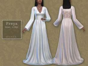 Sims 4 — Bohemian Wedding - Freya Gown. by Pipco — An elegant wedding gown with lace accents in 23 colors. Base Game