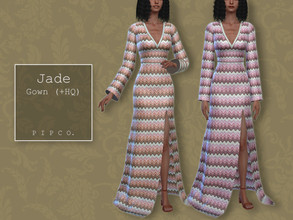 Sims 4 — Bohemian Wedding - Jade Gown. by Pipco — A patterned gown in 8 colors. Base Game Compatible New Mesh All Lods HQ