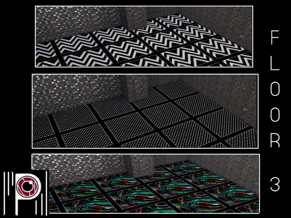 Sims 4 — Psychachu - Bold Modernity - Floor 3 by Psychachu — Bold Modernity floor in zig zag, polka dot and neon