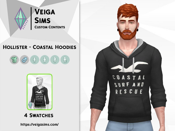 Sims 4 — Hollister - Coastal Hoodies by David_Mtv2 — I "converted" some of my Hollister t-shirts and sweaters