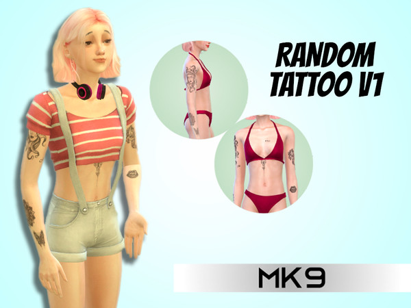 Sims 4 — Random Tattoo V1 by MatheusKR9 — 2 Swatches. Teen to Elder. Female. Base Game compatible. Custom thumbnail.