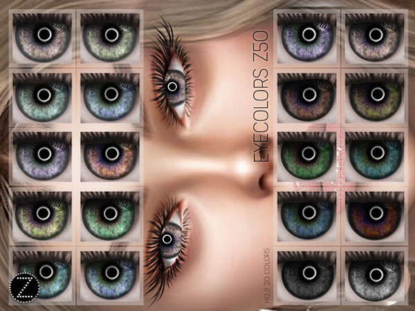 Sims 4 — EYECOLORS Z50 by ZENX — -Base Game -All Age -For Female -20 colors -Works with all of skins -Compatible with HQ