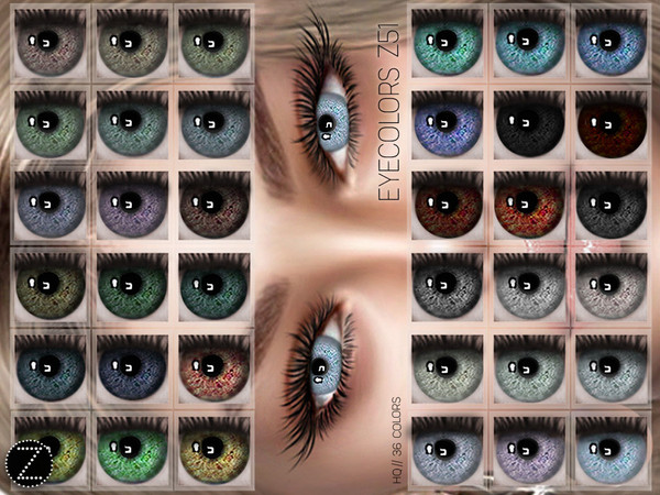 Sims 4 — EYECOLORS Z51 by ZENX — -Base Game -All Age -For Female -36 colors -Works with all of skins -Compatible with HQ