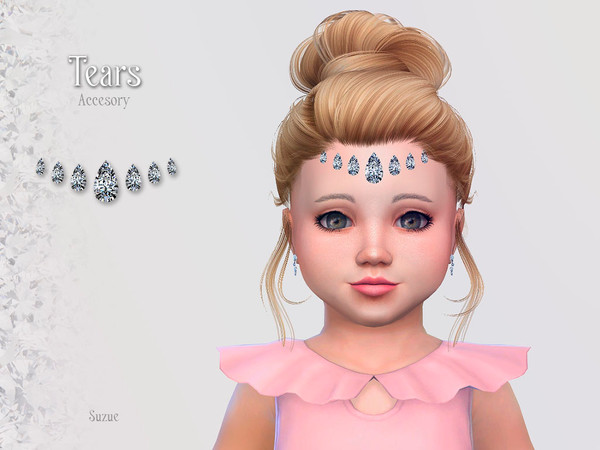 Sims 4 — Tears Accessory Toddler by Suzue — -New Mesh (Suzue) -10 Swatches -For Female and Male (Toddler) -Hats Category