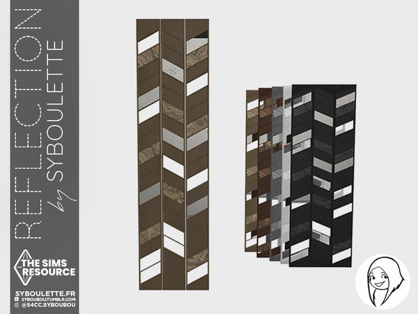 Sims 4 — Reflection - Room divider (medium) by Syboubou — This room divider is made of metal and marble with some
