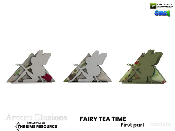 Sims 4 — Arcane Illusions_Fairy tea time_Napkins by kardofe — Napkin ring made with the silhouette of two fairies,