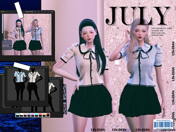 Sims 4 — [DIAN]JULY_SUIT by LIN_DIAN — - New Mesh - ALL Lods. - 9 Colors. - Shadow/Specular/Normal Map