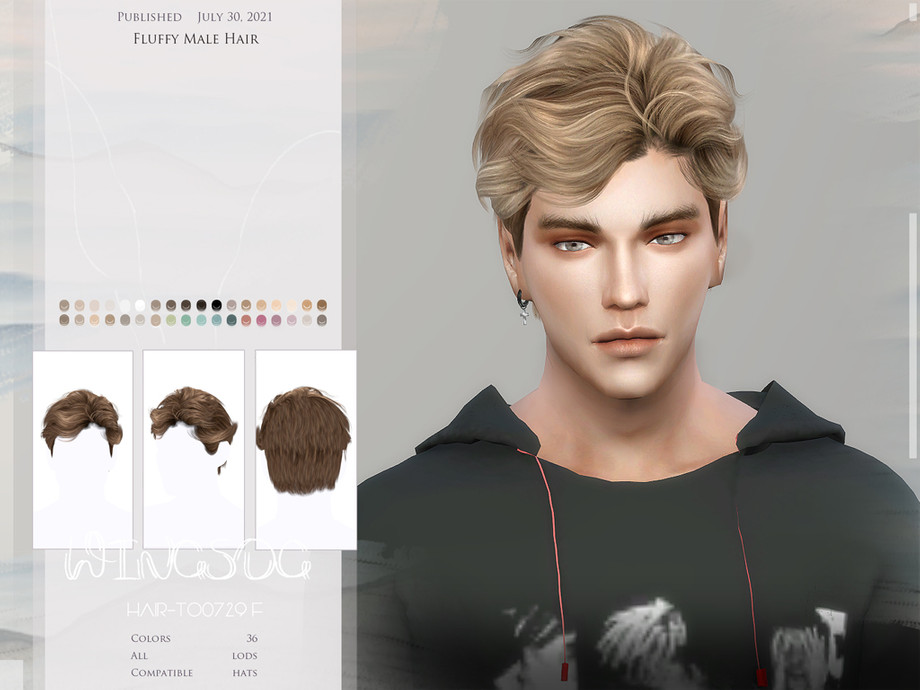 The Sims Resource - WINGS-TO0729-Fluffy Male Hair