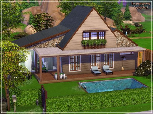 Sims 4 — Hazel Tree House by angrypony2 — A modern house for a small family 2 Bedrooms and 1 Bathroom Fully Furnished