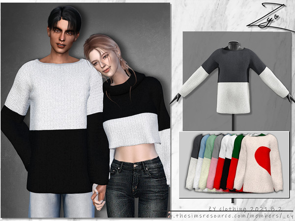 The Sims Resource - Two-color Long sleeve Sweater(couple dress)