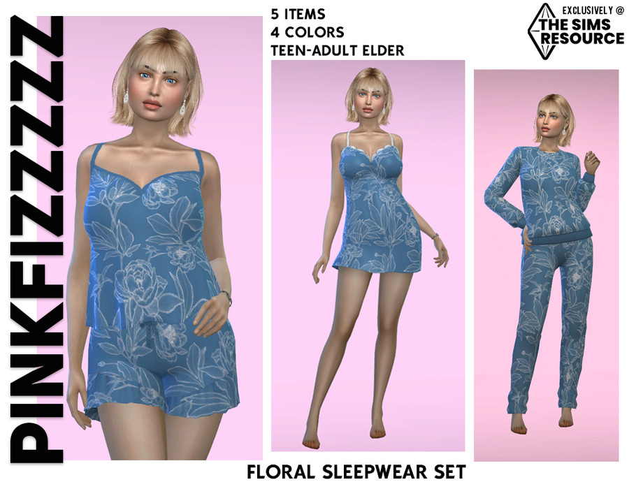 The Sims Resource - Floral Sleepwear Set