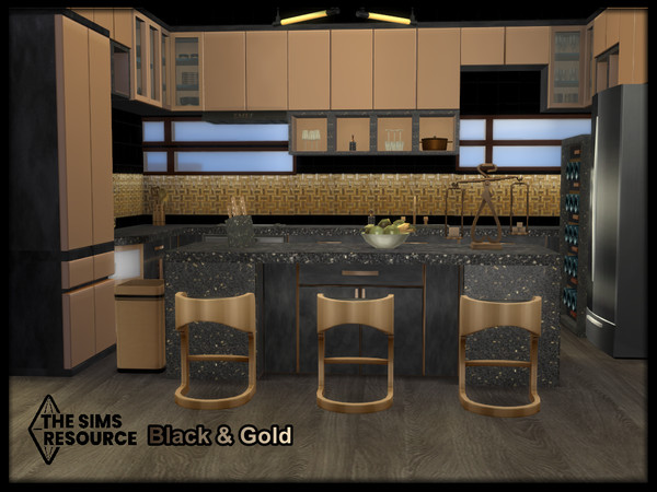 The Sims Resource - Black and Gold Kitchen set