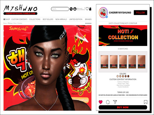 Sims 4 — HOT! Contour by cherrymyshuno — - 5 swatches - hq textures - teen - elder - base game compatible - custom