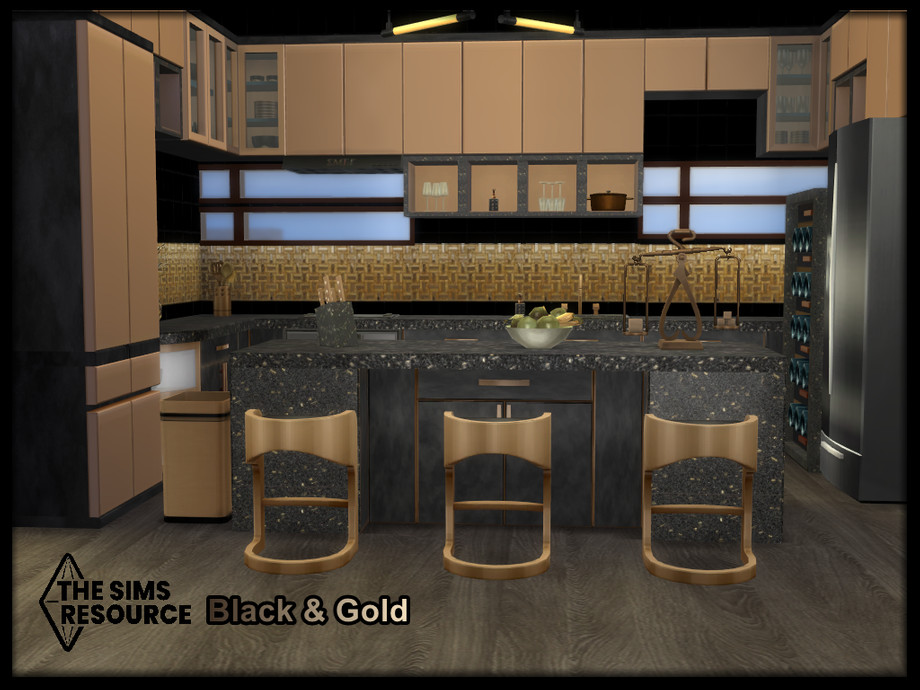 The Sims Resource Black and Gold Kitchen set