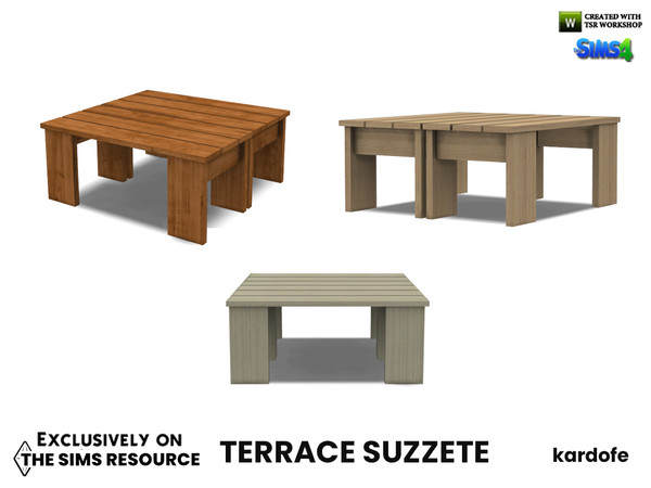 Sims 4 — Terrace Suzzete_CoffeeTable by kardofe — Wooden coffee table, made up of assembled boards, in three colour