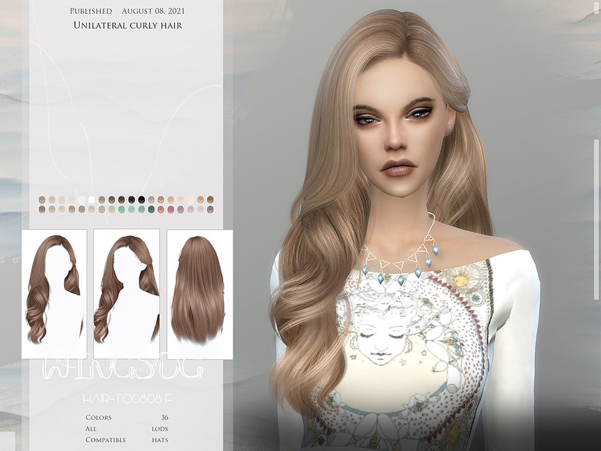Wings To0808 Unilateral Curly Hair The Sims Resource Sims 4 Hairs
