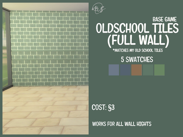 Sims 4 — Oldschool Tiles (Full Wall) by juicyc — Full wall tiles matching my Oldschool Tiles.