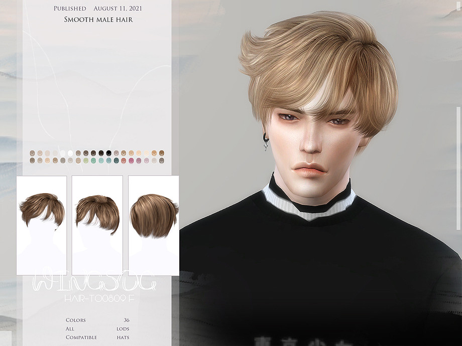 The Sims Resource - WINGS-TO0809-Smooth male hair