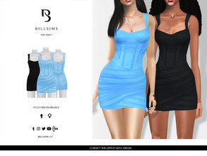 Sims 3 — Corset Wrapped Mini Dress by Bill_Sims — This mini dress features a mesh fabric with wrap and drape detailing in