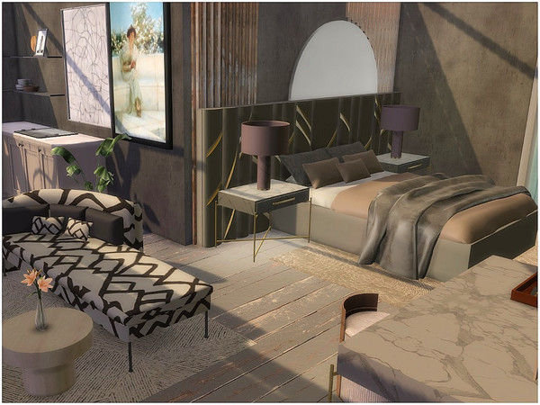 Sims 4 — Fancy 01 by lotsbymanal — A modern bedroom..