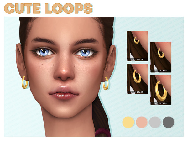 Sims 4 — Cute Loops Earrings (set) by Solistair — Small but thicker loops/hoops for female and male sims, comes in 4