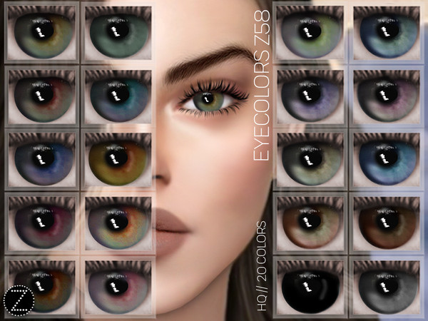 Sims 4 — EYECOLORS Z58 by ZENX — -Base Game -All Age -For Female -20 colors -Works with all of skins -Compatible with HQ