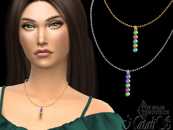 Sims 4 — Letter I multicolor crystals pendant by Natalis — Letter I multicolor crystals pendant on the middle chain. 2